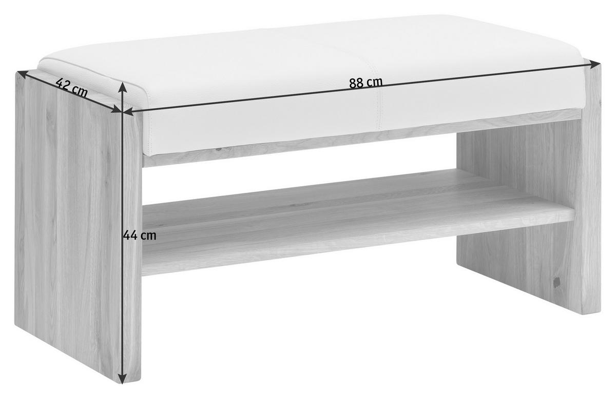 GARDEROBENBANK  in 88/44/42 cm  - Anthrazit/Buchefarben, MODERN, Leder/Holz (88/44/42cm) - Linea Natura