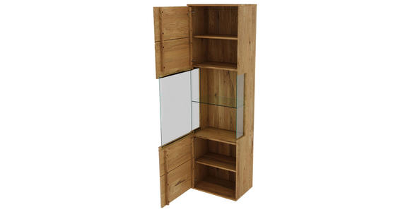 VITRINE  in massiv Eiche Eichefarben, Eiche Artisan  - Transparent/Eichefarben, Natur, Glas/Holz (60/205/40cm) - Linea Natura