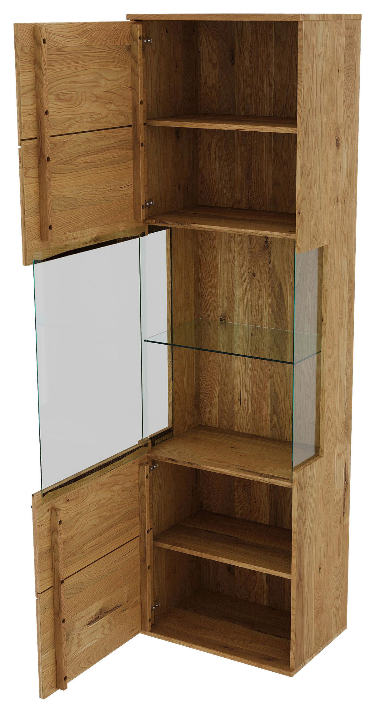 VITRINE  in massiv Eiche Eichefarben, Eiche Artisan  - Transparent/Eichefarben, Natur, Glas/Holz (60/205/40cm) - Linea Natura