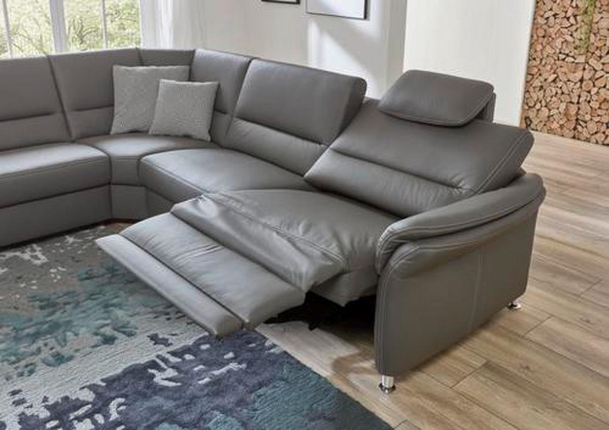 HÖRNSOFFA i äkta läder grå  - beige/ljusgrå, Design, metall/läder (249/288cm) - Beldomo Premium
