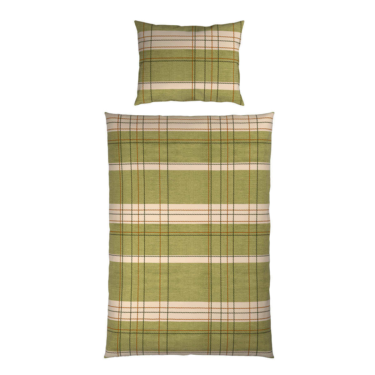 BETTWÄSCHESET CUBY Satin 200/210 cm  65 cm/100 cm  - Grün, Konventionell, Textil (200/210cm) - Novel