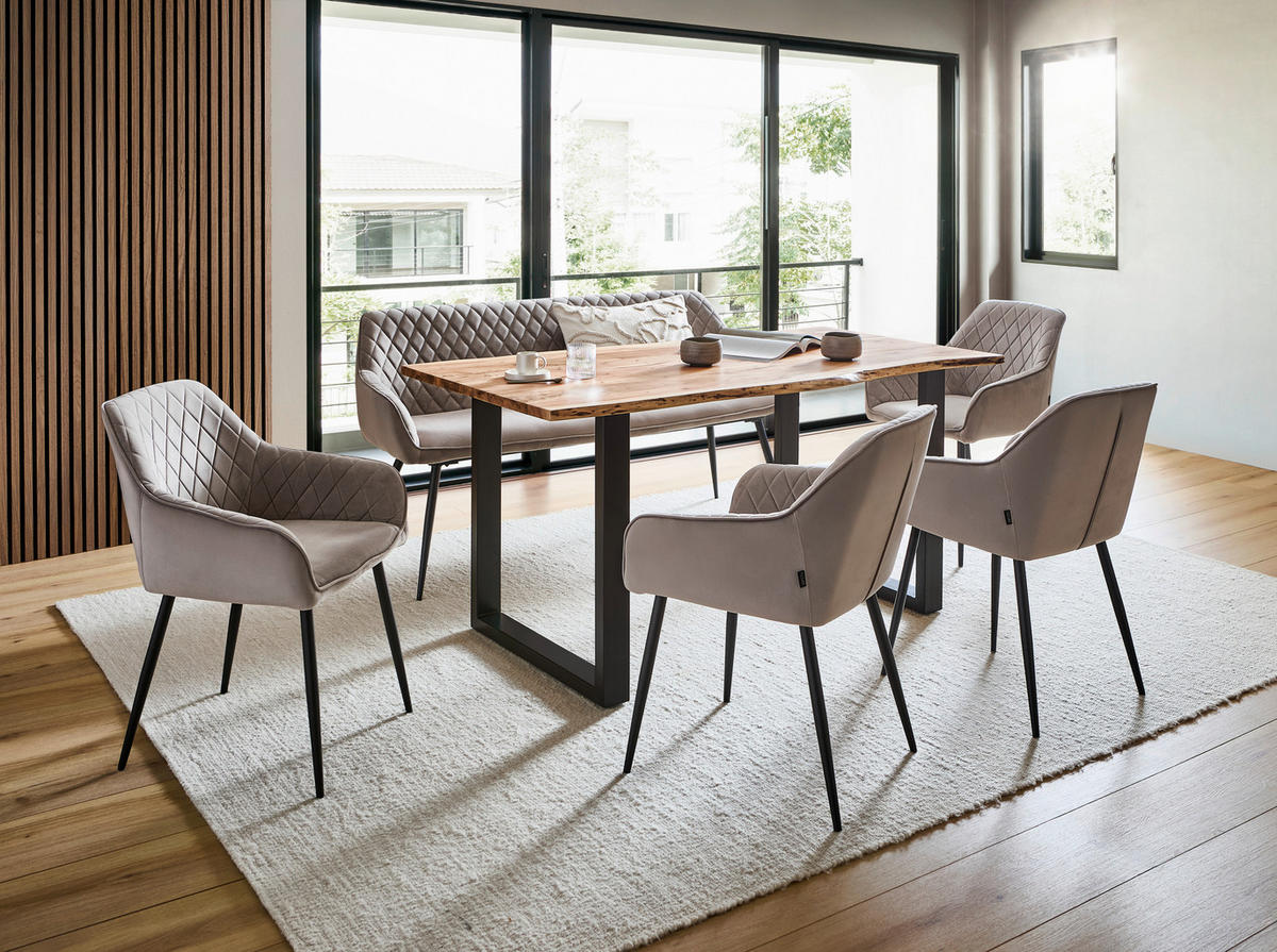 JEDÁLENSKÝ STÔL, akácia, 160/85/76 cm - čierna, Lifestyle, kov/drevo (160/85/76cm) - Linea Natura