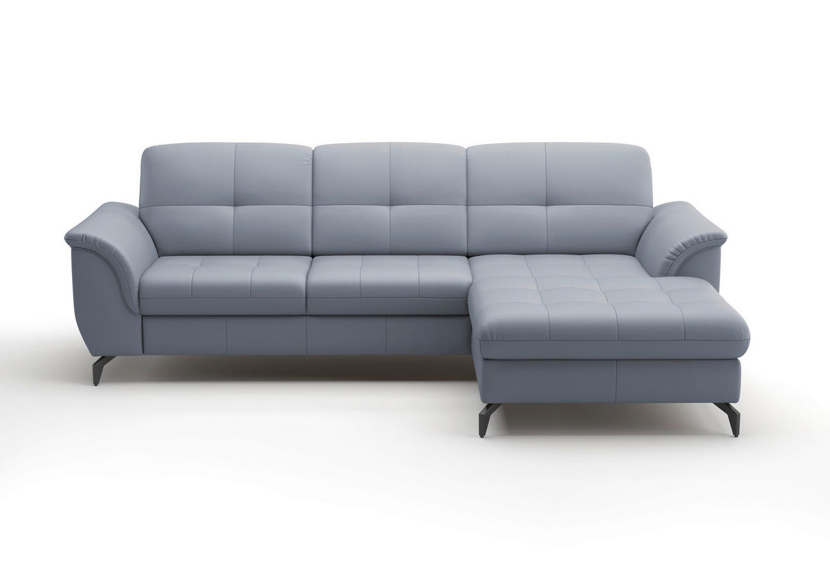 ECKSOFA in Echtleder Graublau  262/164 cm  - Graublau/Schwarz, MODERN, Leder/Metall (262/164cm) - Sit & More