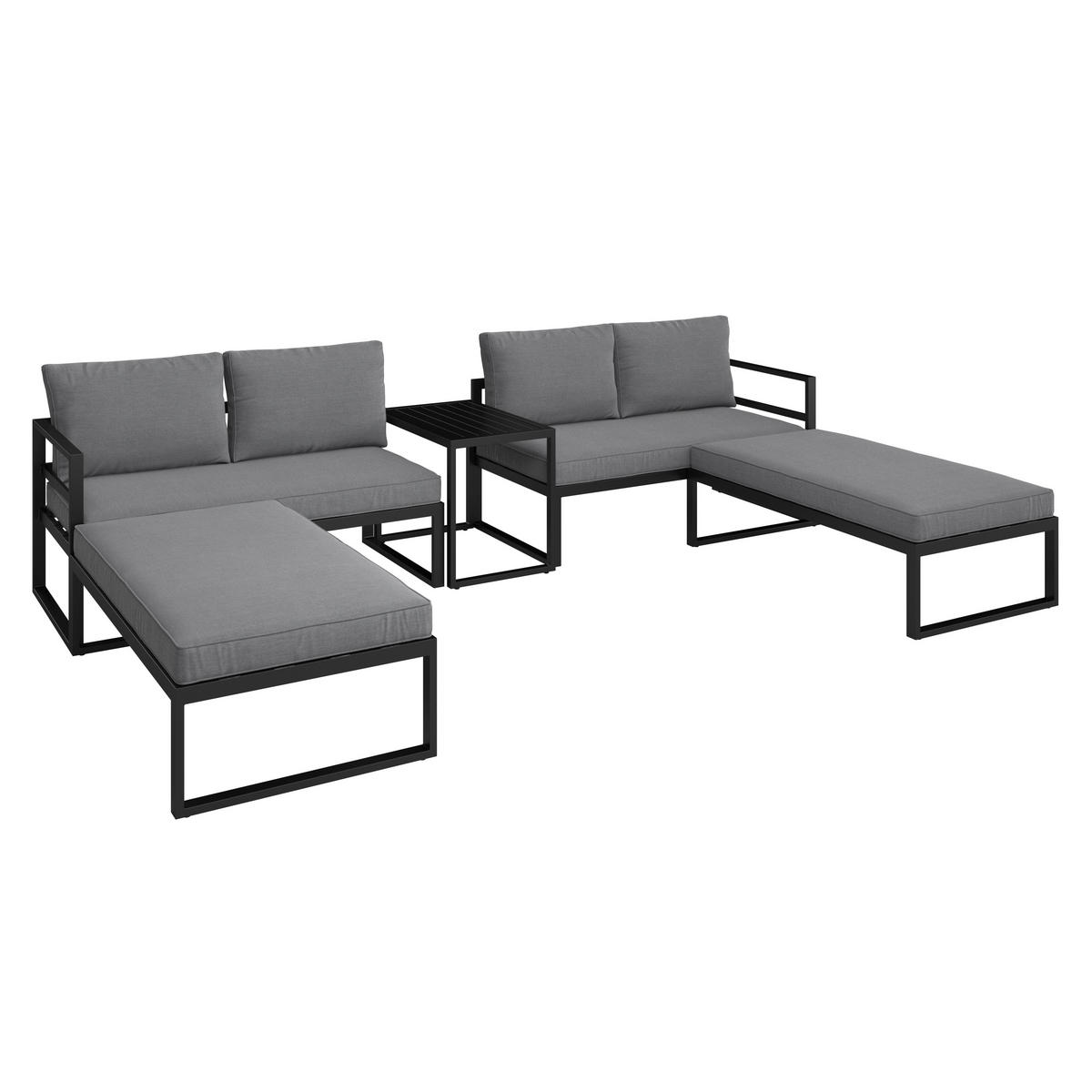 LOUNGE GARNITURA   metal, tekstil  antracit, siva    - siva/antracit, Design, metal/tekstil (188/250cm) - Ambia Garden