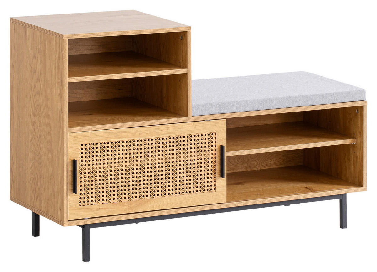KLOP S PROSTOROM ZA ČEVLJE barve hrasta - črna/barve hrasta, Konvencionalno, kovina/leseni material (120/75,5/40cm) - Livetastic