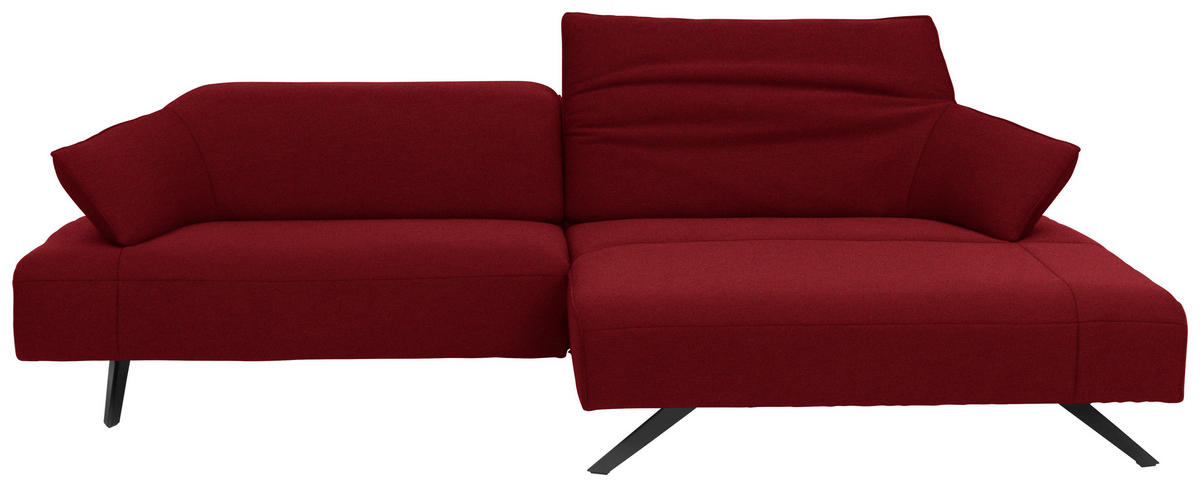 ECKSOFA in Struktur Rot  - Anthrazit/Rot, Design, Textil/Metall (276/165cm) - Himolla