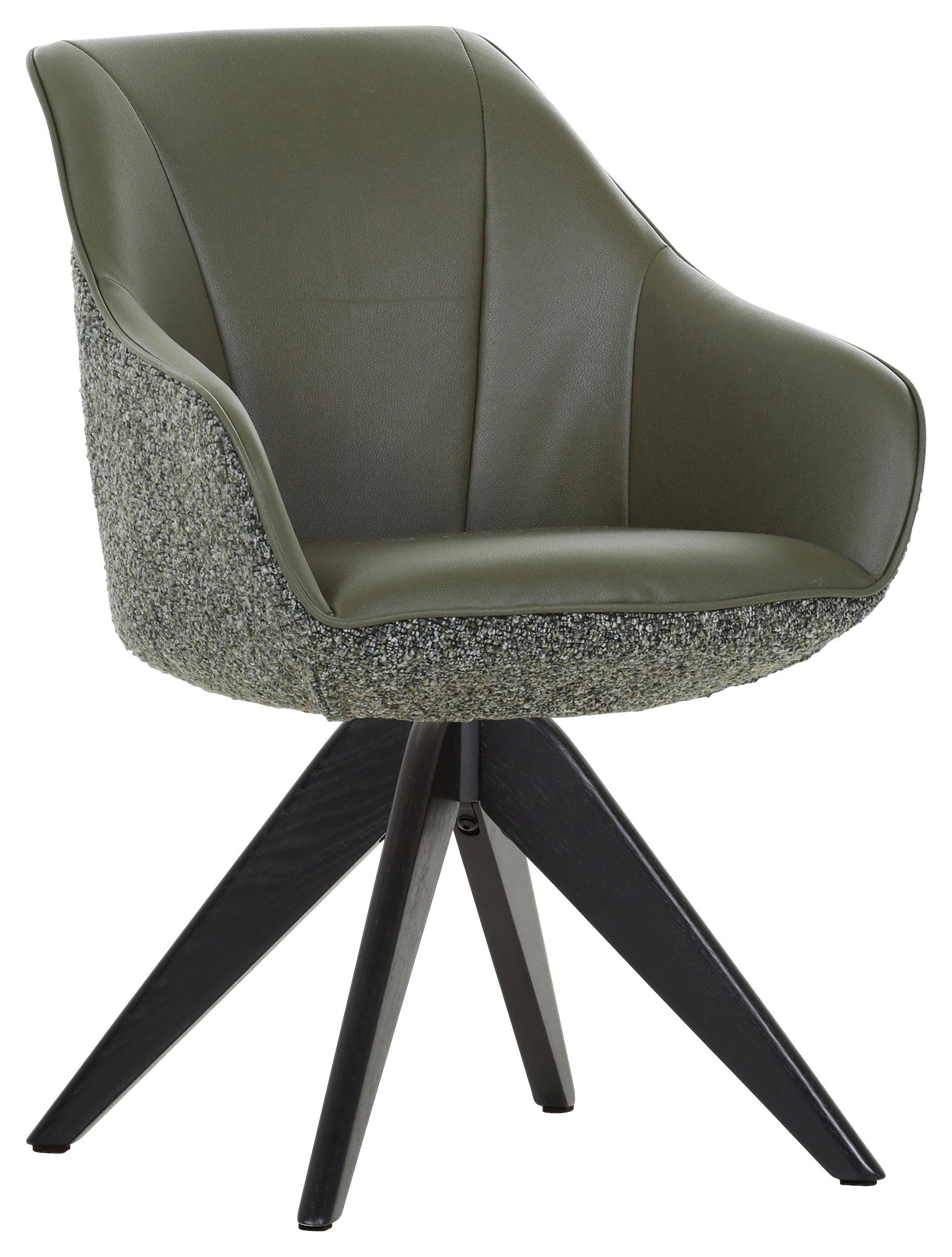 ARMLEHNSTUHL  in Chenille, Lederlook  - Schwarz/Olivgrün, KONVENTIONELL, Holz/Textil (60/83/65cm) - Landscape