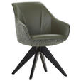 ARMLEHNSTUHL  Sitzfläche 360° drehbar, automatische Rückholfunktion Chenille, Lederlook  - Schwarz/Olivgrün, KONVENTIONELL, Holz/Textil (60/83/65cm) - Landscape