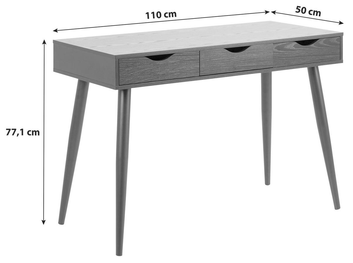 SCHREIBTISCH 110/50/77,1 cm  in Schwarz, Eschefarben  - Eschefarben/Schwarz, MODERN, Holzwerkstoff/Metall (110/50/77,1cm) - MID.YOU