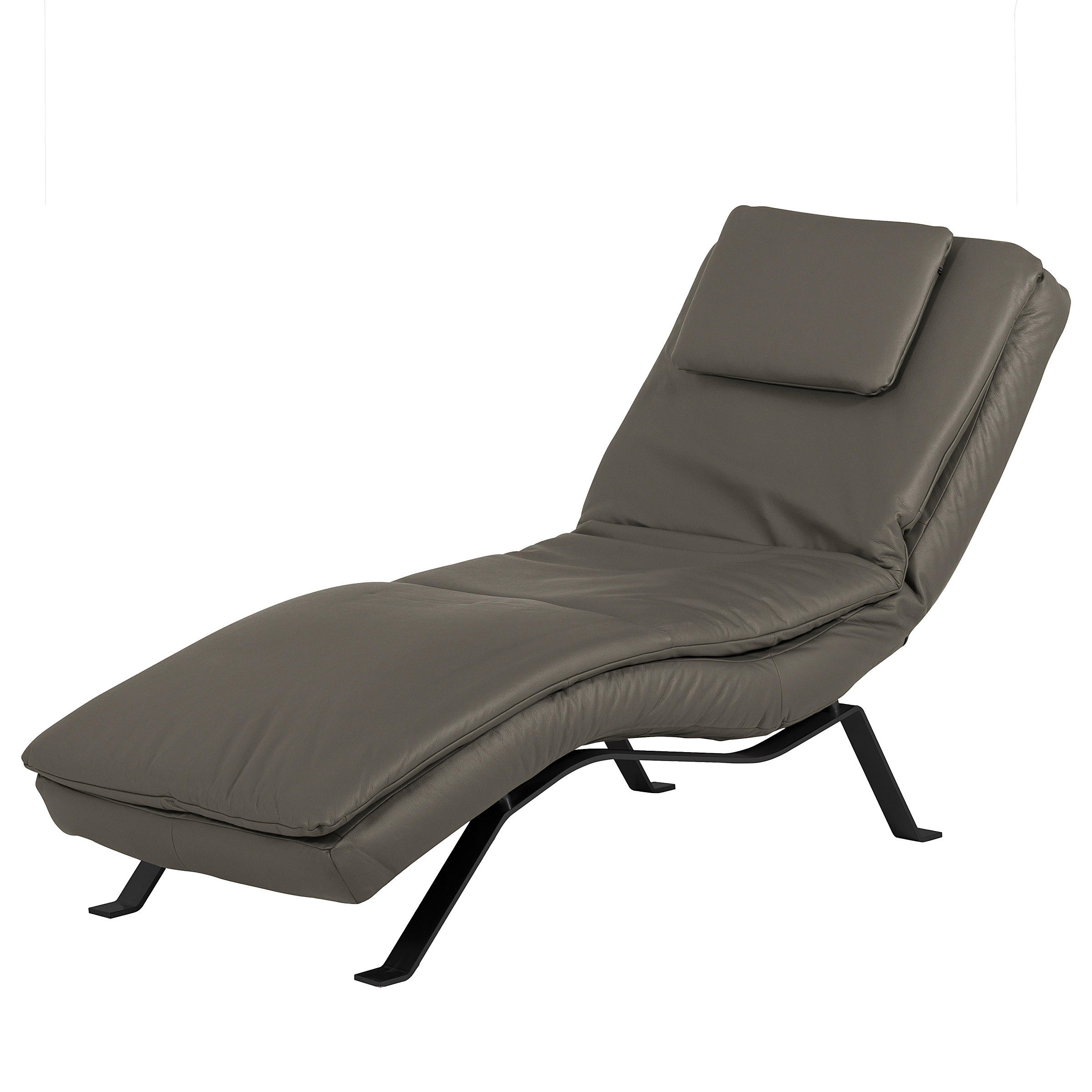 RELAXLIEGE Echtleder Schlammfarben  - Schlammfarben/Schwarz, Design, Leder/Metall (65/95/171cm) - Celina Home