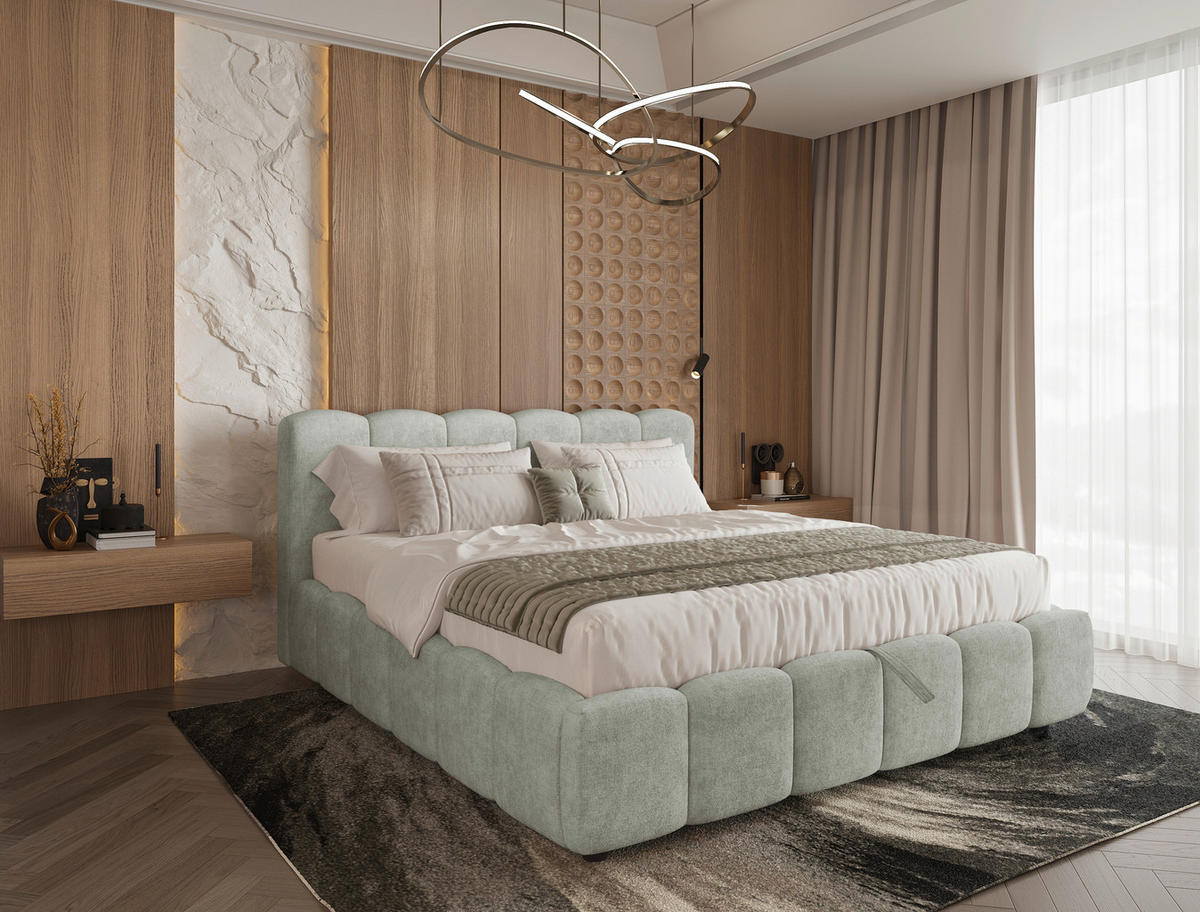 POLSTERBETT 160/200 cm,  in Hellgrau, Lattenrost, Bettkasten,  - Hellgrau/Schwarz, KONVENTIONELL, Holz/Kunststoff (160/200cm) - Boxxx