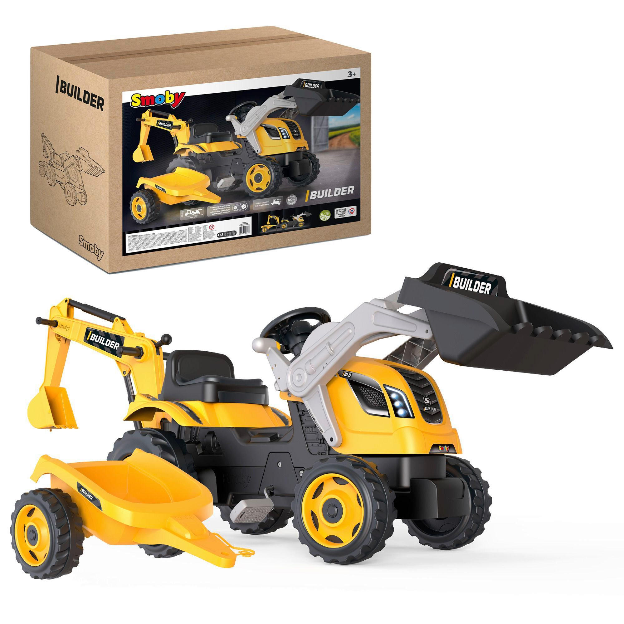 TRAKTOR   - višebojno/žuta, Basics, plastika (39,90/80/55,50cm) - SMOBY