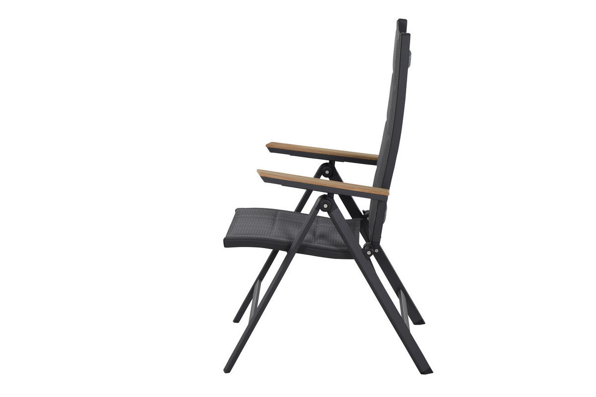 GARTENKLAPPSESSEL Teakholz Aluminium Anthrazit  - Anthrazit, KONVENTIONELL, Holz/Kunststoff (59/110/68cm) - Siena Garden