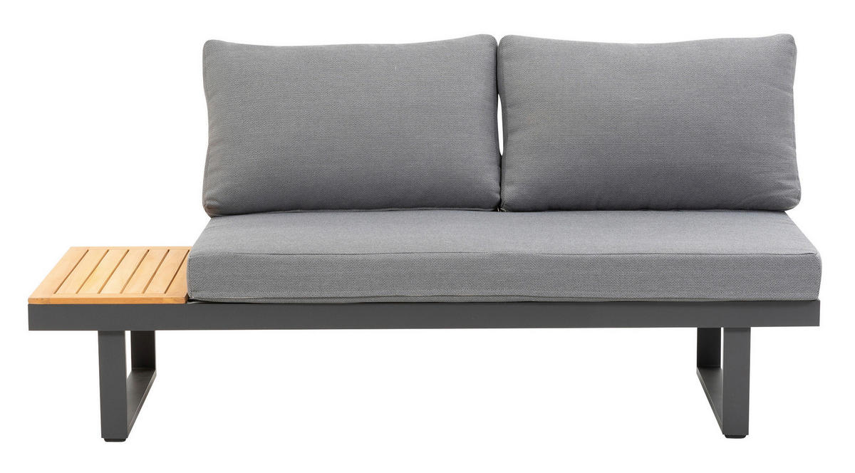 LOUNGEGARNITUR   253/70/175 cm Teakholz Aluminium  - Anthrazit/Grau, Basics, Holz/Textil (253/70/175cm) - Gardenson
