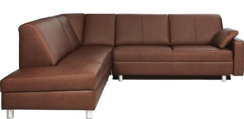 ECKSOFA in Echtleder Braun  268/217 cm  - Alufarben/Braun, KONVENTIONELL, Leder/Metall (268/217cm) - Sedda