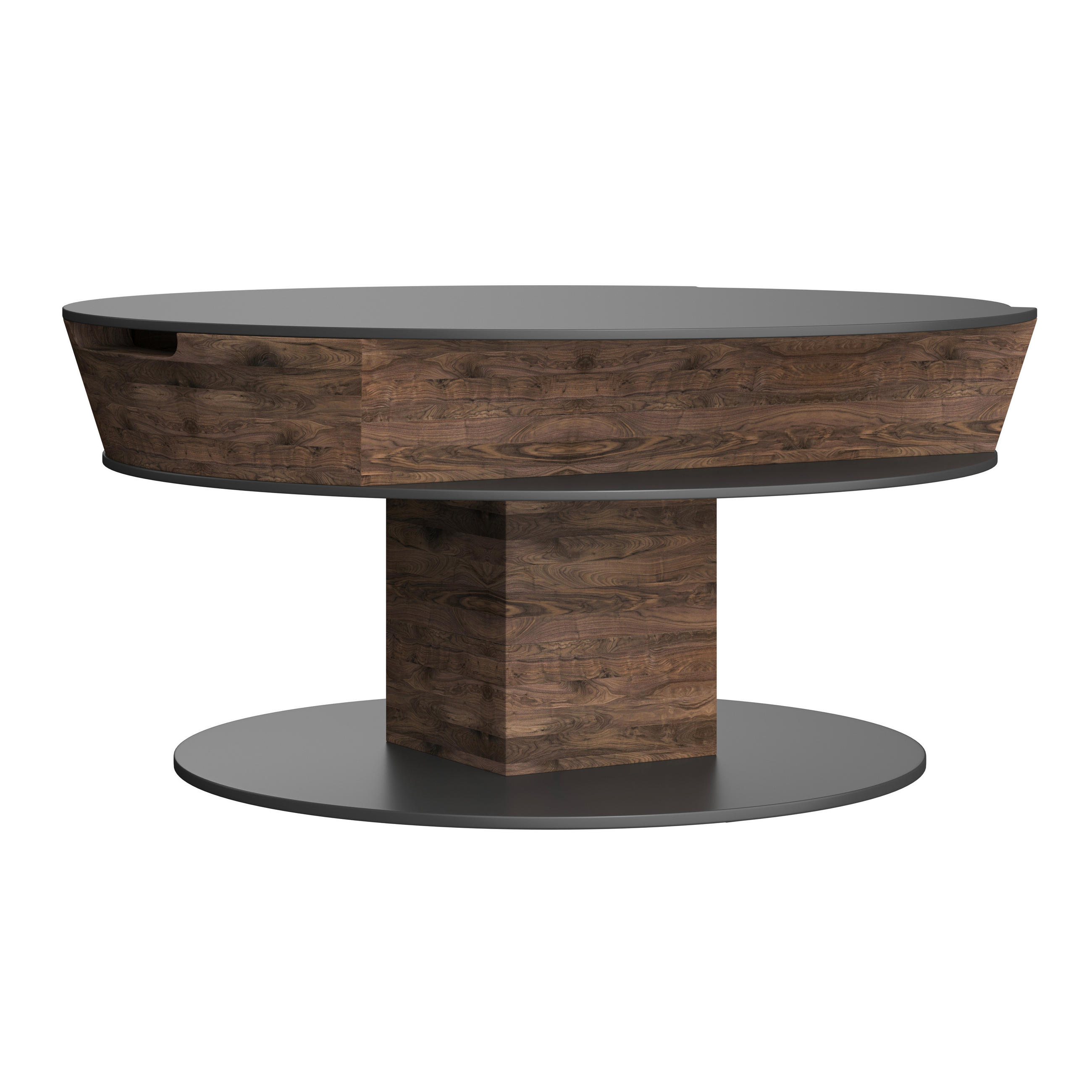 COUCHTISCH Wildwalnuss furniert ESG, Parsolglas 80/80/38-58 cm rund Walnussfarben  - Walnussfarben, Design, Glas/Holz (80/80/38-58cm) - Voglauer