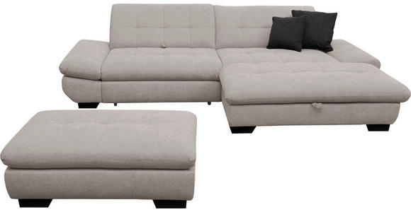 ECKSOFA in Mikrofaser Hellgrau  - Hellgrau/Schwarz, Design, Textil/Metall (290/198cm) - Xora