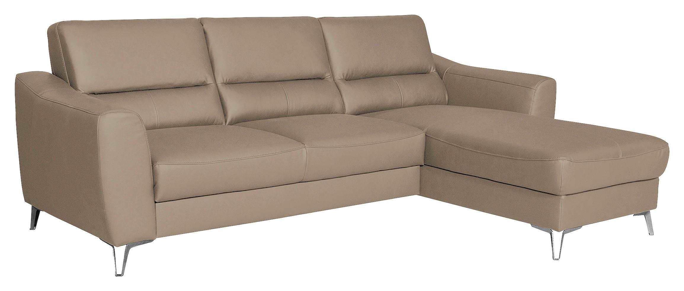 ECKSOFA in Lederlook Echtleder Sahara  - Chromfarben/Sahara, Design, Leder/Textil (241/168cm) - Livetastic