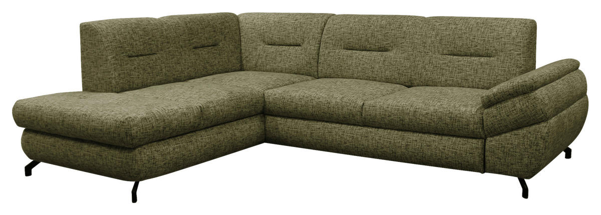 ECKSOFA in Struktur, Plüsch Grün  - Schwarz/Grün, Design, Textil/Metall (201/274cm) - MID.YOU