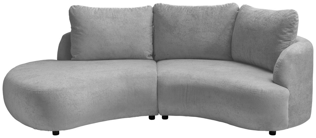 ECKSOFA in Mikrofaser Silberfarben  - Silberfarben/Schwarz, Modern, Kunststoff/Textil (250/139cm) - Livetastic