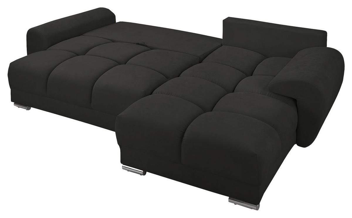 ECKSOFA in Mikrofaser Dunkelgrau  - Dunkelgrau/Silberfarben, Design, Textil/Metall (256/175cm) - Livetastic