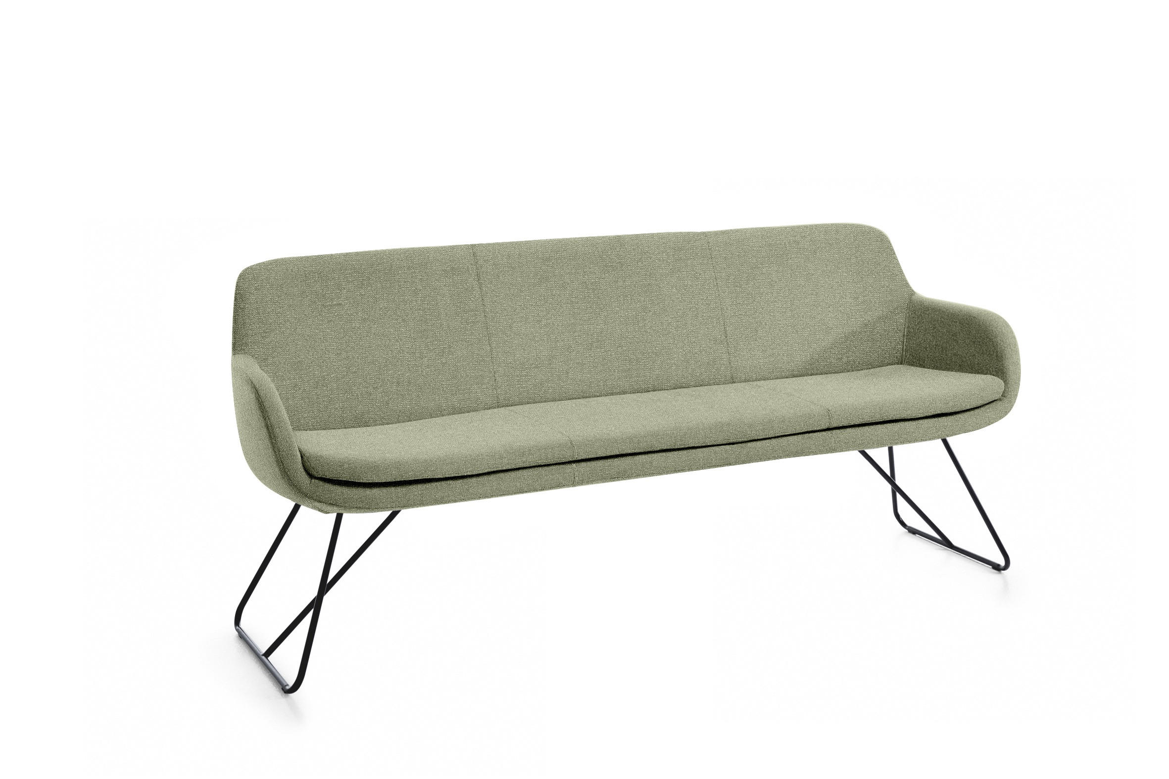 SITZBANK 180/87/65 cm Webstoff Olivgrün Metall  - Schwarz/Olivgrün, Design, Textil/Metall (180/87/65cm) - Musterring