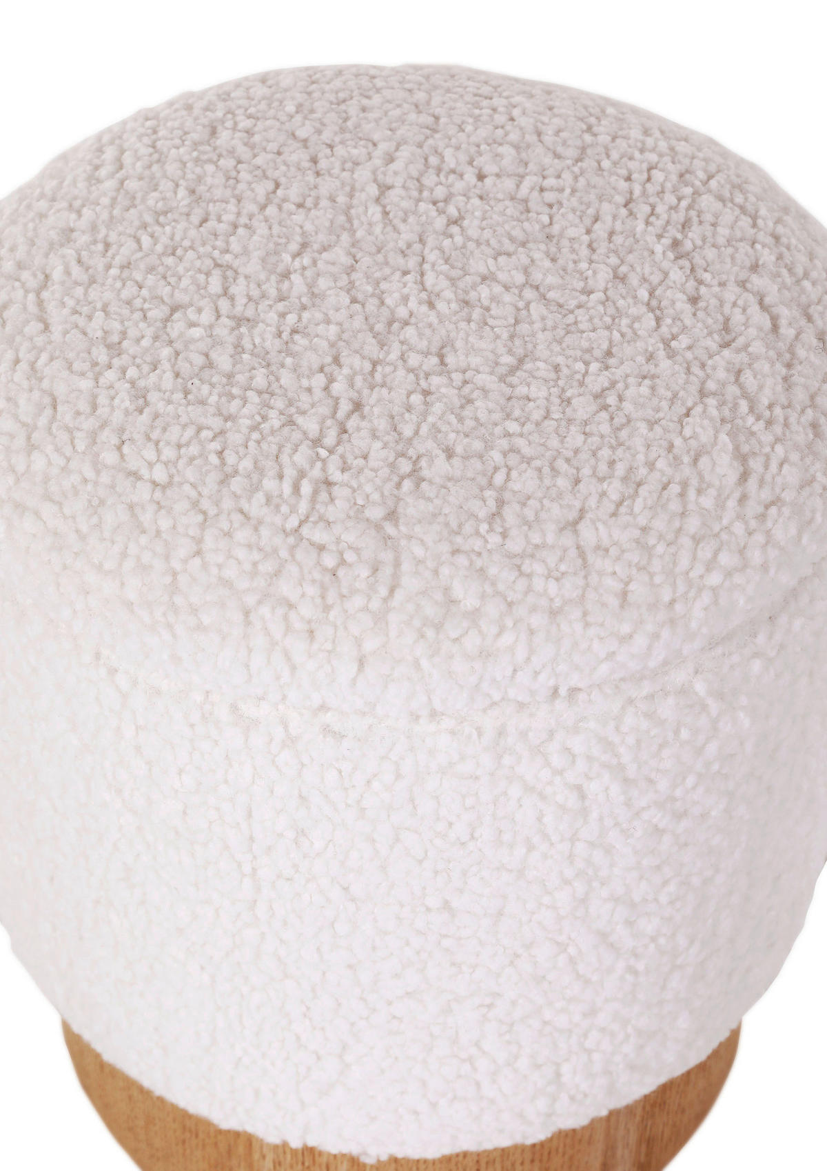 HOCKER Teddystoff Weiß, Kieferfarben  - Naturfarben/Weiß, Design, Holz/Textil (35/40/35cm) - Landscape