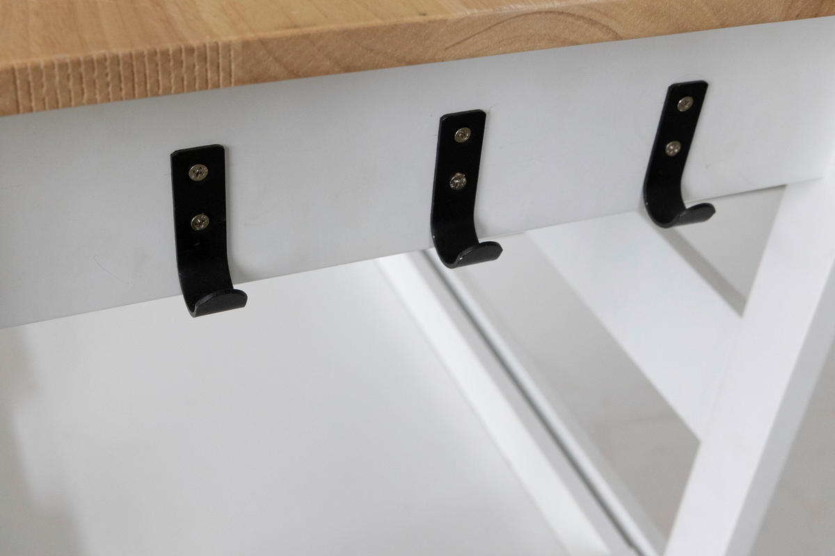 SERVIERWAGEN Kautschukholz vollmassiv Weiß  - Schwarz/Weiß, Basics, Holz/Holzwerkstoff (58/93/40cm) - MID.YOU