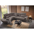 ECKSOFA in Velours Graubraun  - Graubraun/Schwarz, Design, Textil/Metall (264/299cm) - Novel