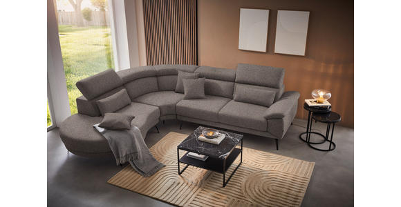 ECKSOFA in Velours Graubraun  - Graubraun/Schwarz, Design, Textil/Metall (264/299cm) - Novel