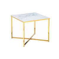 BEISTELLTISCH 50/50/42 cm Weiß, Goldfarben quadratisch  - Goldfarben/Weiß, Design, Glas/Metall (50/50/42cm) - Livetastic