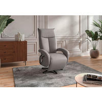 SESSEL in Echtleder Hellgrau  - Hellgrau/Schwarz, Konventionell, Leder/Metall (74/112/82cm) - Sit & More