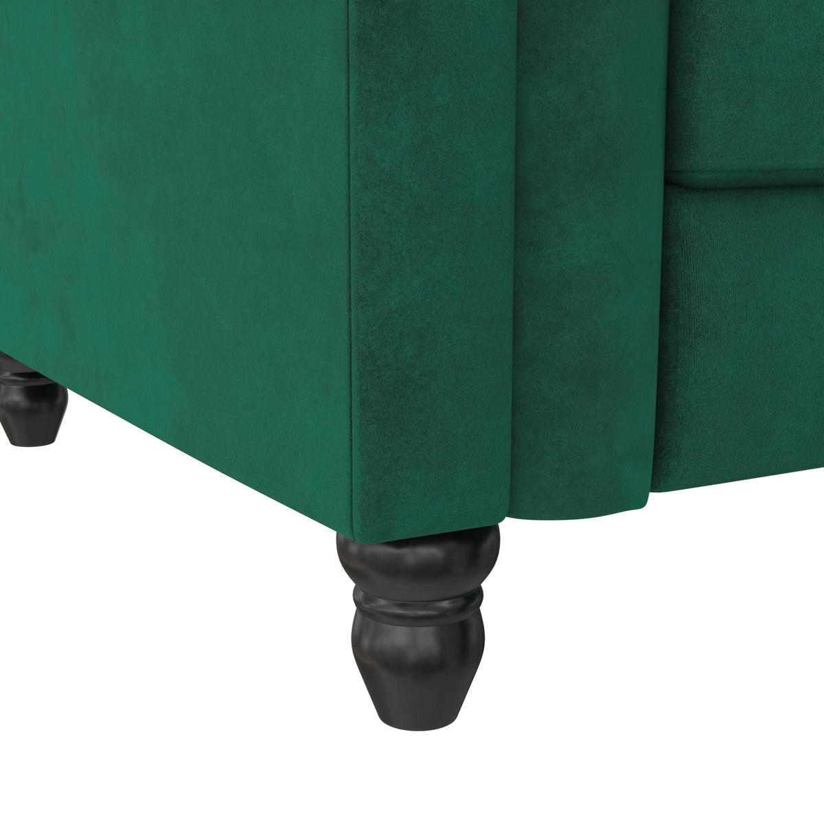ECKSOFA FIRENZE in Velours Dunkelgrün  - Dunkelgrün/Schwarz, Basics, Holz/Textil (241/154cm) - Livetastic