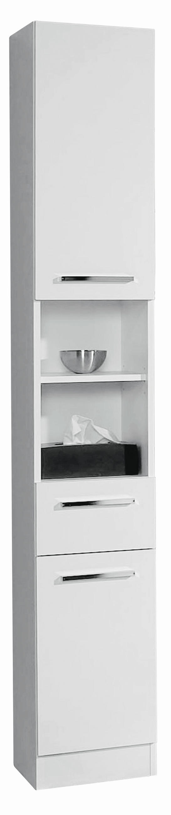 HOCHSCHRANK 30/195,5/33 cm  - Chromfarben/Weiß, KONVENTIONELL, Holzwerkstoff (30/195,5/33cm) - Carryhome