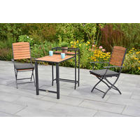 GARTENTISCHGRUPPE  - Graphitfarben/Naturfarben, KONVENTIONELL, Holz/Textil - Gardenson