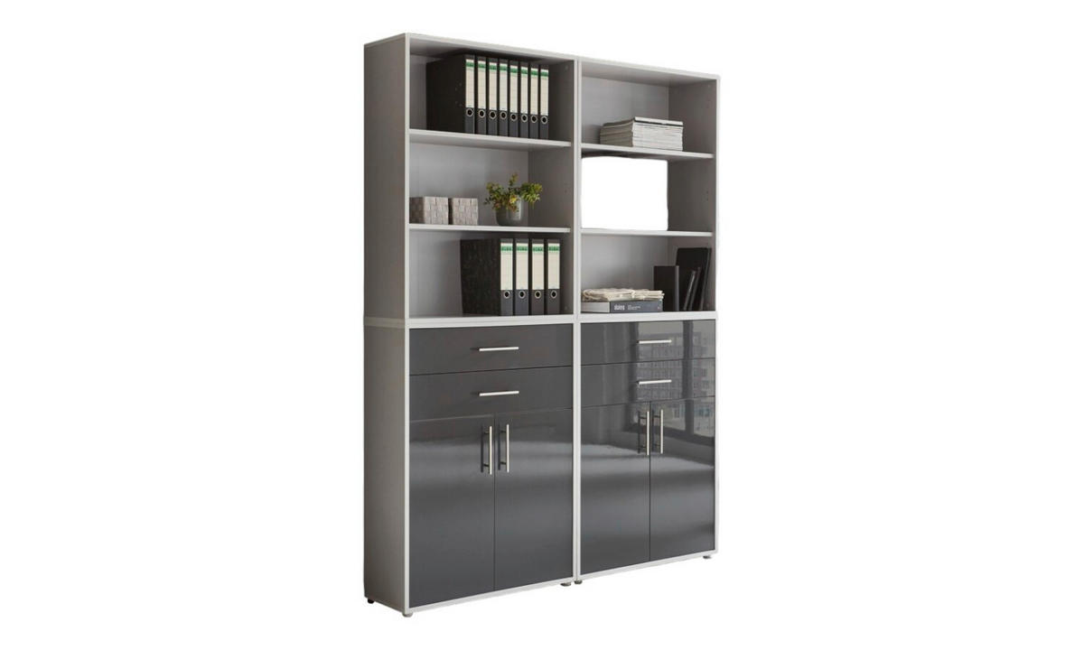 AKTENSCHRANK 168,8/227,2/33 cm  - Anthrazit Hochglanz/Grau, MODERN, Holzwerkstoff (168,8/227,2/33cm) - MID.YOU