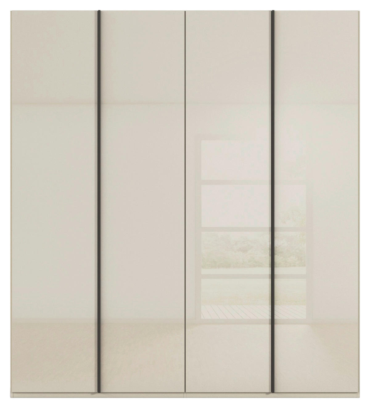 DREHTÜRENSCHRANK 201/223/61 cm,  in Champagner, 4-türig  - Champagner/Graphitfarben, Basics, Glas/Holzwerkstoff (201/223/61cm) - Novel