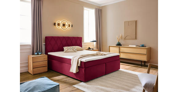 BOXSPRINGBETT 180/200 cm in Rot - Rot/Schwarz, Design, Kunststoff/Textil (180/200cm) - Xora