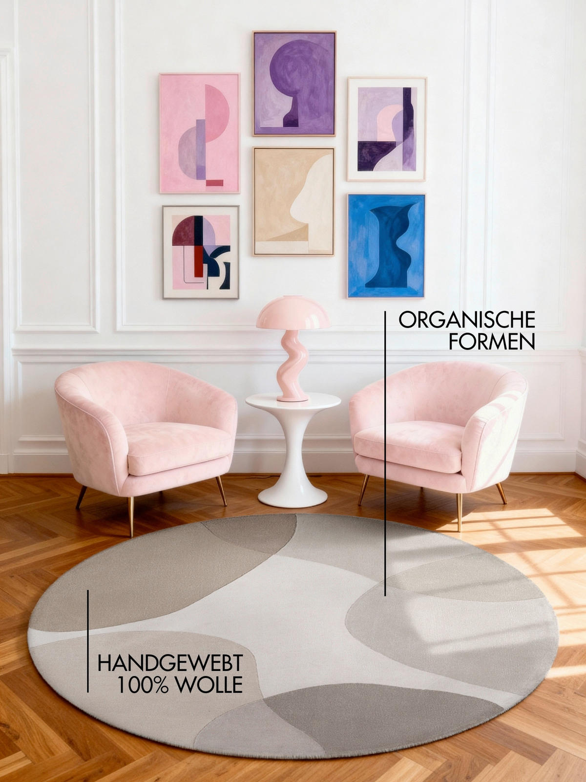 WOLLTEPPICH 200 cm Hackney Grau, Beige Blatt  - Beige/Grau, Basics, Textil (200cm) - Ted Baker