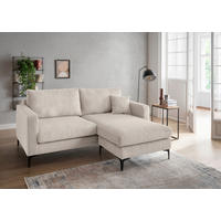 ECKSOFA in Cord Beige  - Beige/Schwarz, Basics, Textil/Metall (204/153cm) - Livetastic