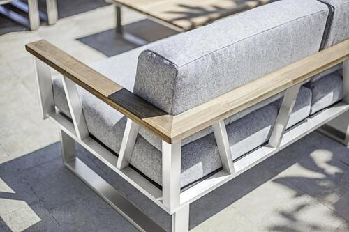 GARTENBANK 239/59/82,5 cm Teakholz  Edelstahl  - Edelstahlfarben/Grau, Design, Holz/Textil (239/59/82,5cm) - Zebra 