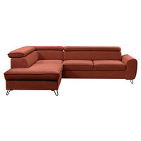 ECKSOFA in Flachgewebe Rostfarben  - Rostfarben/Schwarz, Design, Textil/Metall (200/250cm) - Stylife