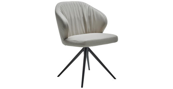 STUHL Echtleder Cappuccino  - Schwarz/Cappuccino, Design, Leder/Metall (61/84/61cm) - Dieter Knoll