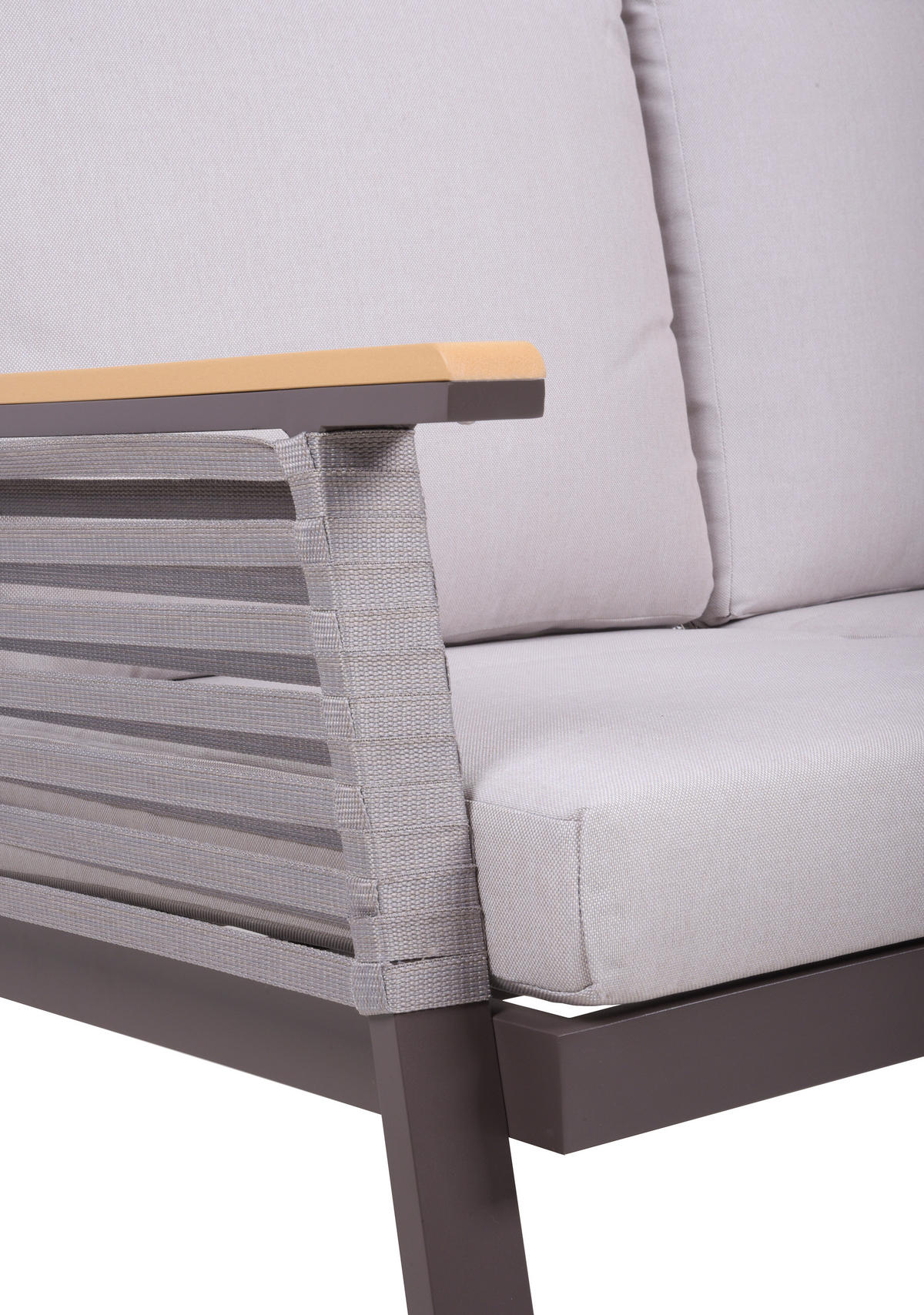 LOUNGEGARNITUR 4-teilig   152/91/250 cm Aluminium  - Dunkelbraun/Naturfarben, Basics, Kunststoff/Textil (152/91/250cm) - Gardenson
