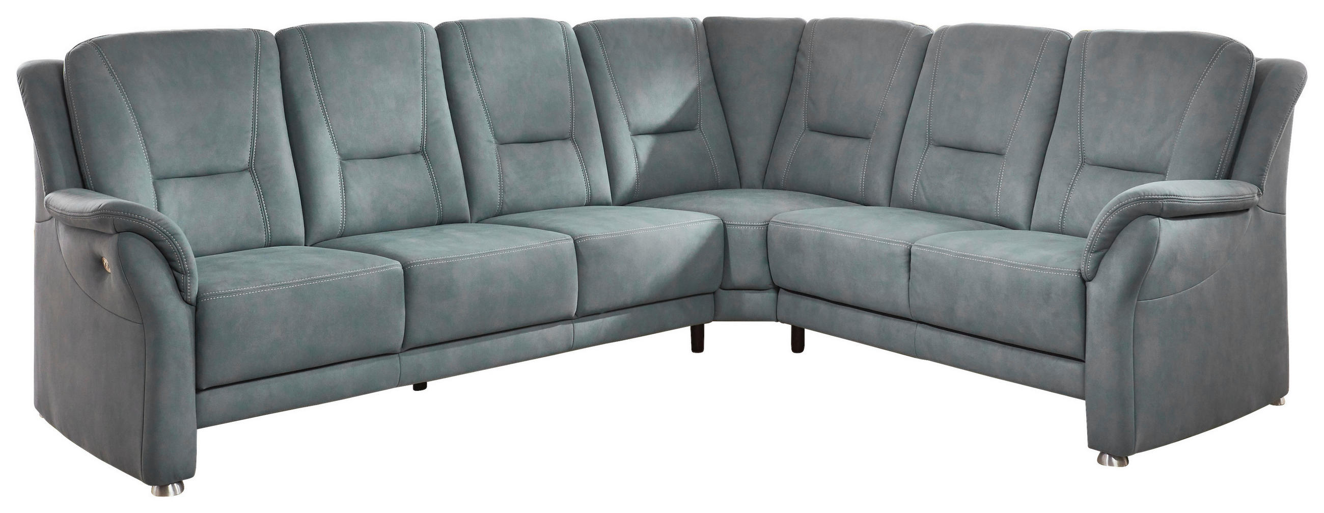 ECKSOFA in Mikrofaser Blaugrau 275/223 cm - Beige/Blaugrau, KONVENTIONELL, Textil/Metall (275/223cm) - Beldomo Comfort