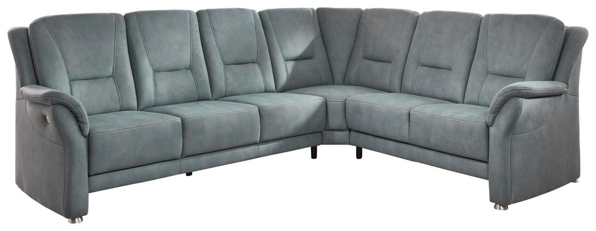 ECKSOFA Mikrofaser Blaugrau  - Beige/Blaugrau, Konventionell, Textil/Metall (275/223cm) - Beldomo Comfort