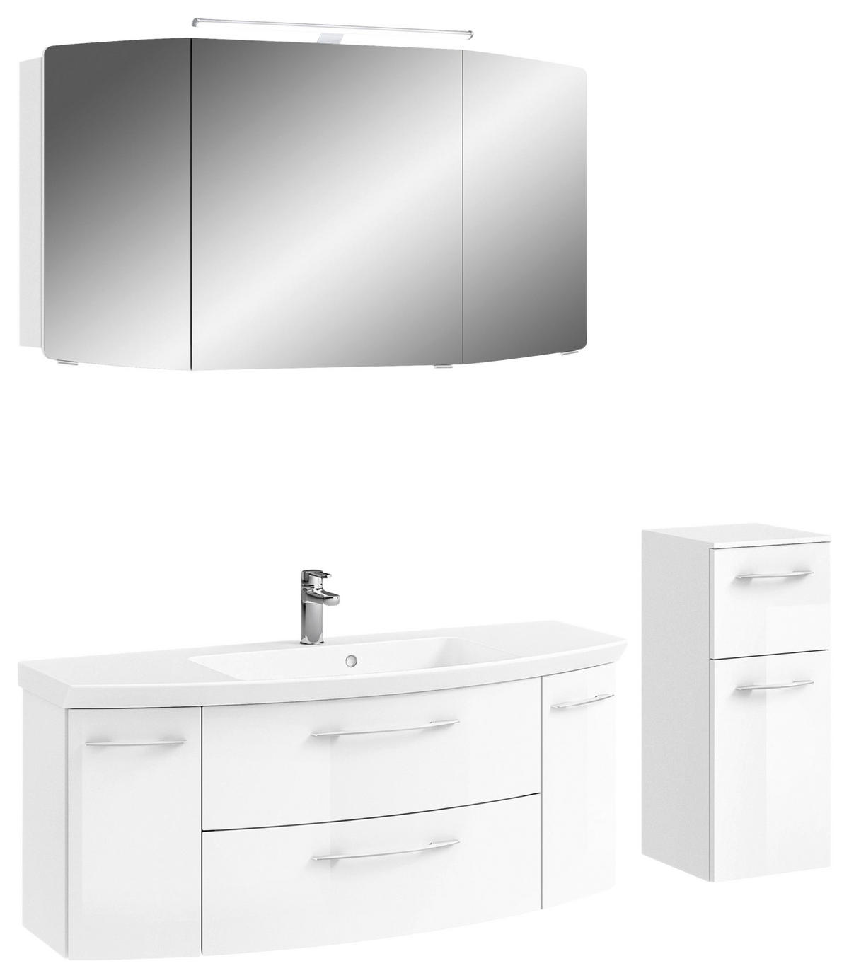 BADEZIMMER 4-teilig  in 151 cm  - Chromfarben/Weiß Hochglanz, KONVENTIONELL, Glas/Holzwerkstoff (151cm) - Pelipal