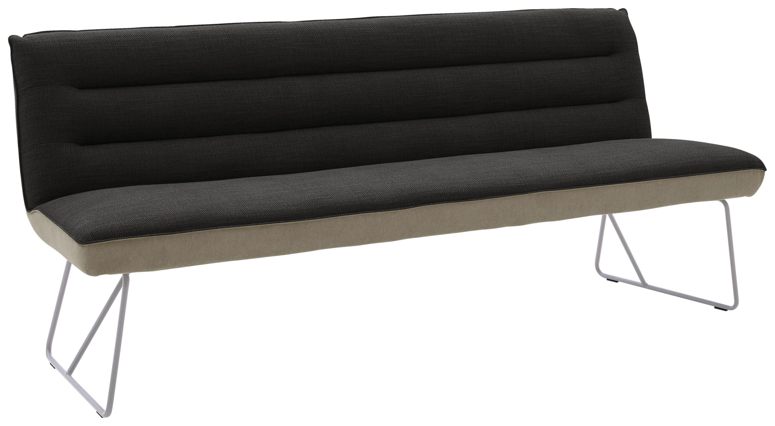 SITZBANK 218/89/68 cm  in Anthrazit, Edelstahlfarben, Greige  - Edelstahlfarben/Greige, Design, Textil/Metall (218/89/68cm) - Dieter Knoll