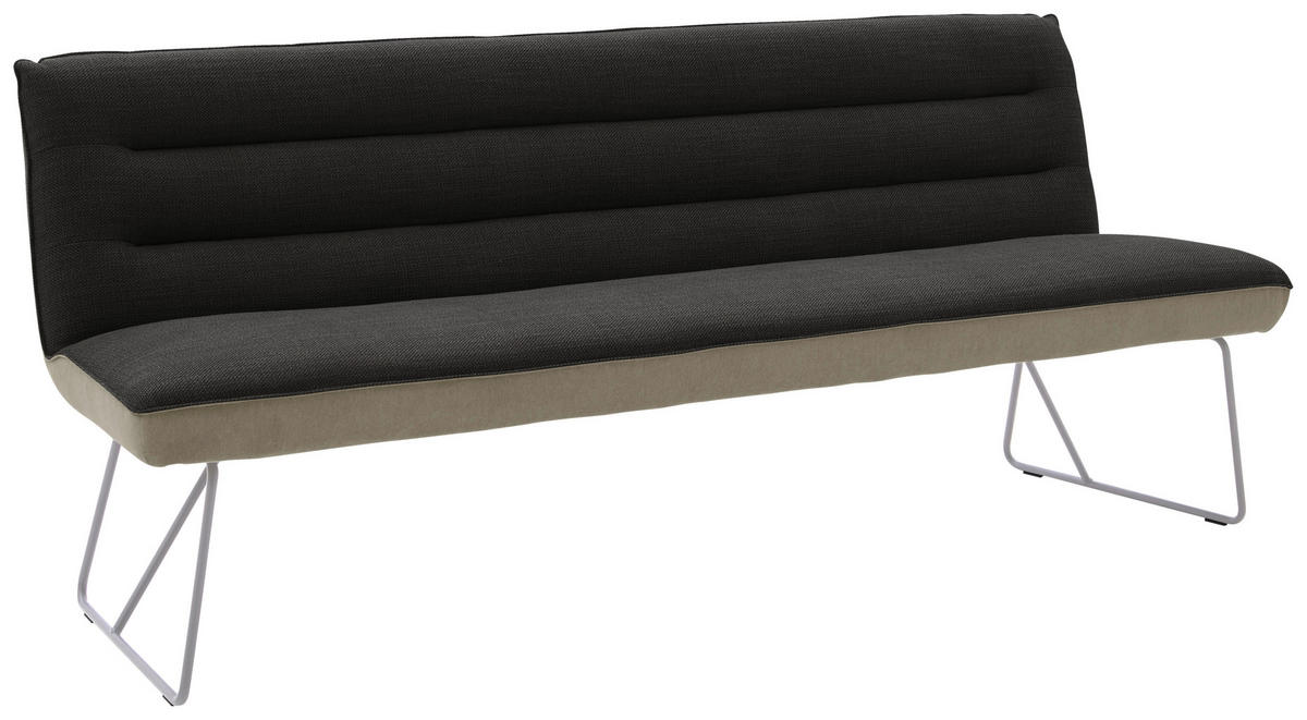 SITZBANK 198/89/68 cm  in Anthrazit, Edelstahlfarben, Greige  - Edelstahlfarben/Greige, Design, Textil/Metall (198/89/68cm) - Dieter Knoll