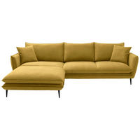 ECKSOFA Currygelb Webstoff  - Currygelb/Schwarz, KONVENTIONELL, Textil/Metall (196/304cm) - Hom`in